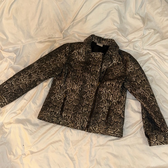Faux snakeskin fabric motorcycle jacket with zippers from Chico’s - Picture 1 of 4